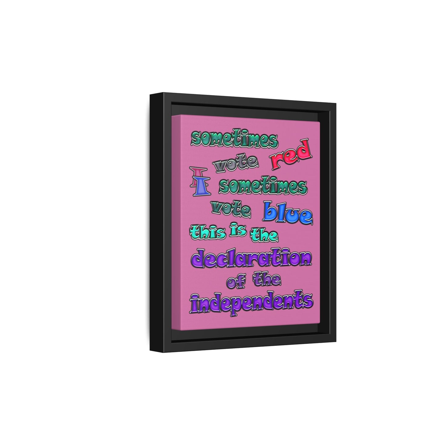declaration of the independents - framed canvas art (light pink)