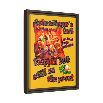schrodinger's cat - framed canvas art (yellow)