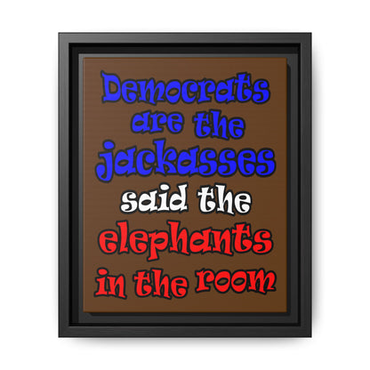 donkeys and elephants - framed canvas art (brown)