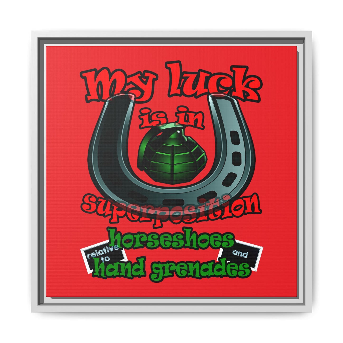 my luck - framed canvas art (red)