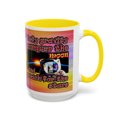 defy conquer reach - Accent Mug (color blur)