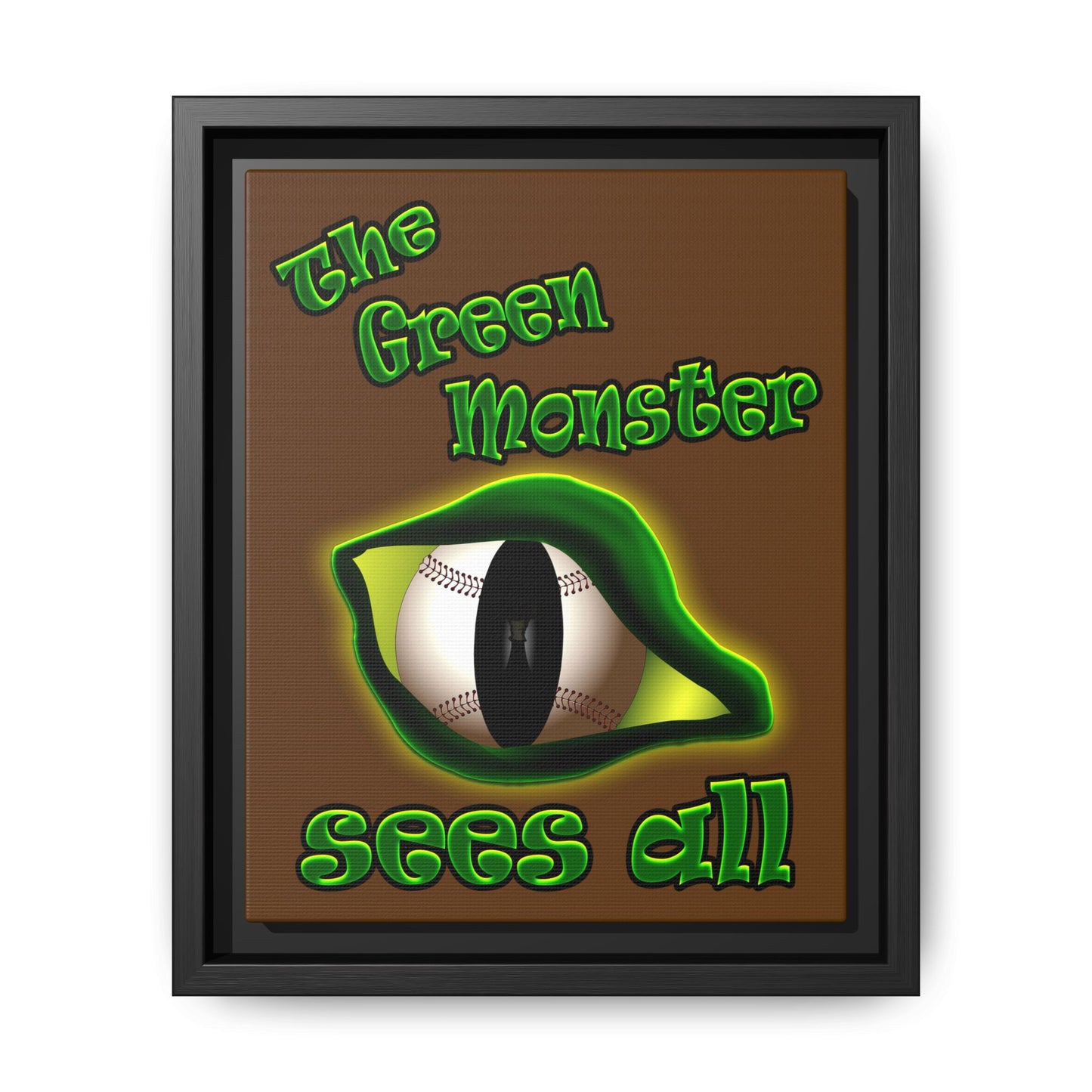 green monster - framed canvas art (brown)