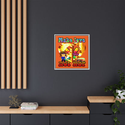 love peace - framed canvas art (orange)