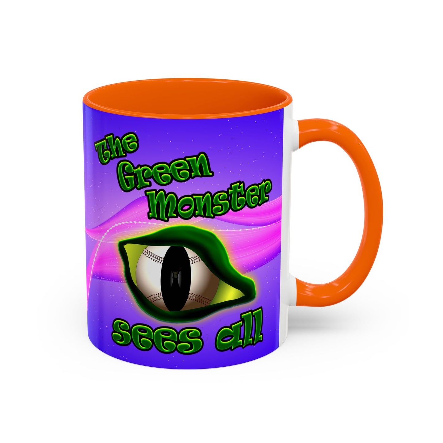 green monster - Accent Mug (purple-pink wave)