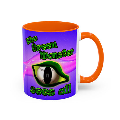 green monster - Accent Mug (purple-pink wave)