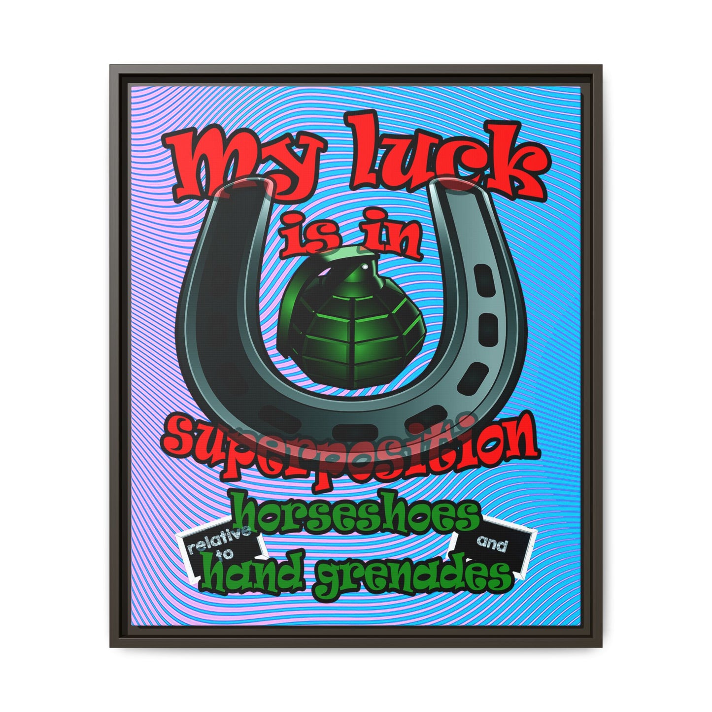 my luck - framed canvas art (light blue-purple wave)