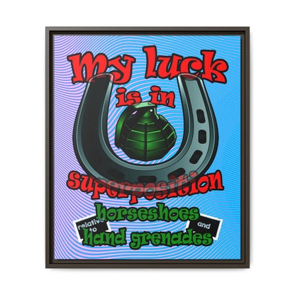 my luck - framed canvas art (light blue-purple wave)