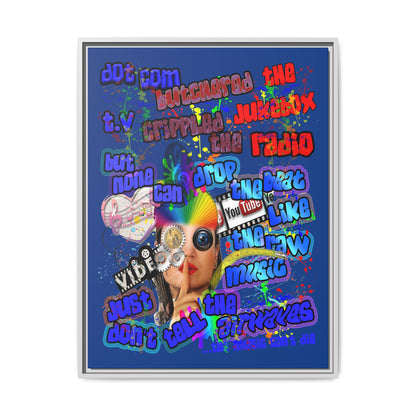 drop the beat - framed canvas art (dark blue)