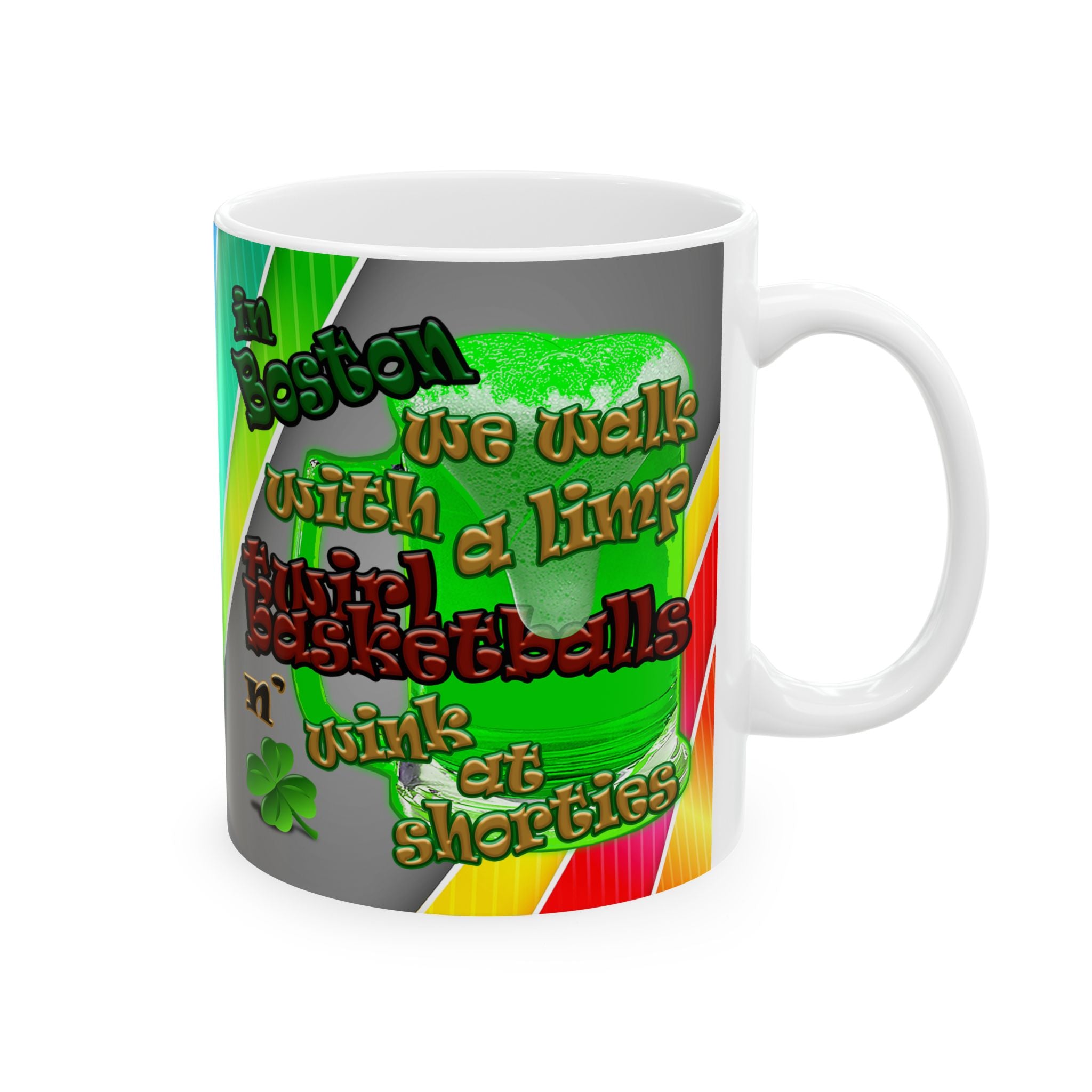 celtics logo - White Mug (rainbow split)