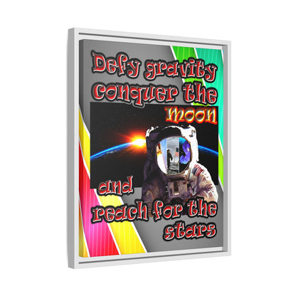 defy conquer reach - framed canvas art (rainbow split)