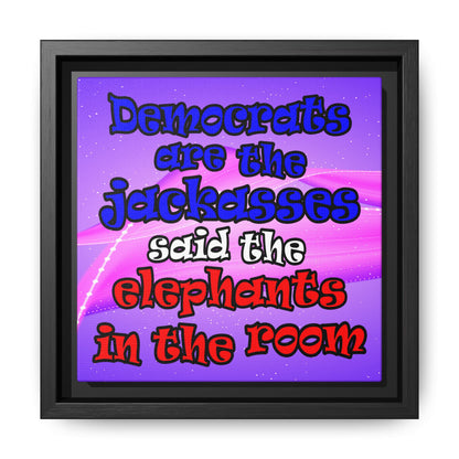donkeys and elephants - framed canvas art (purple-pink wave)