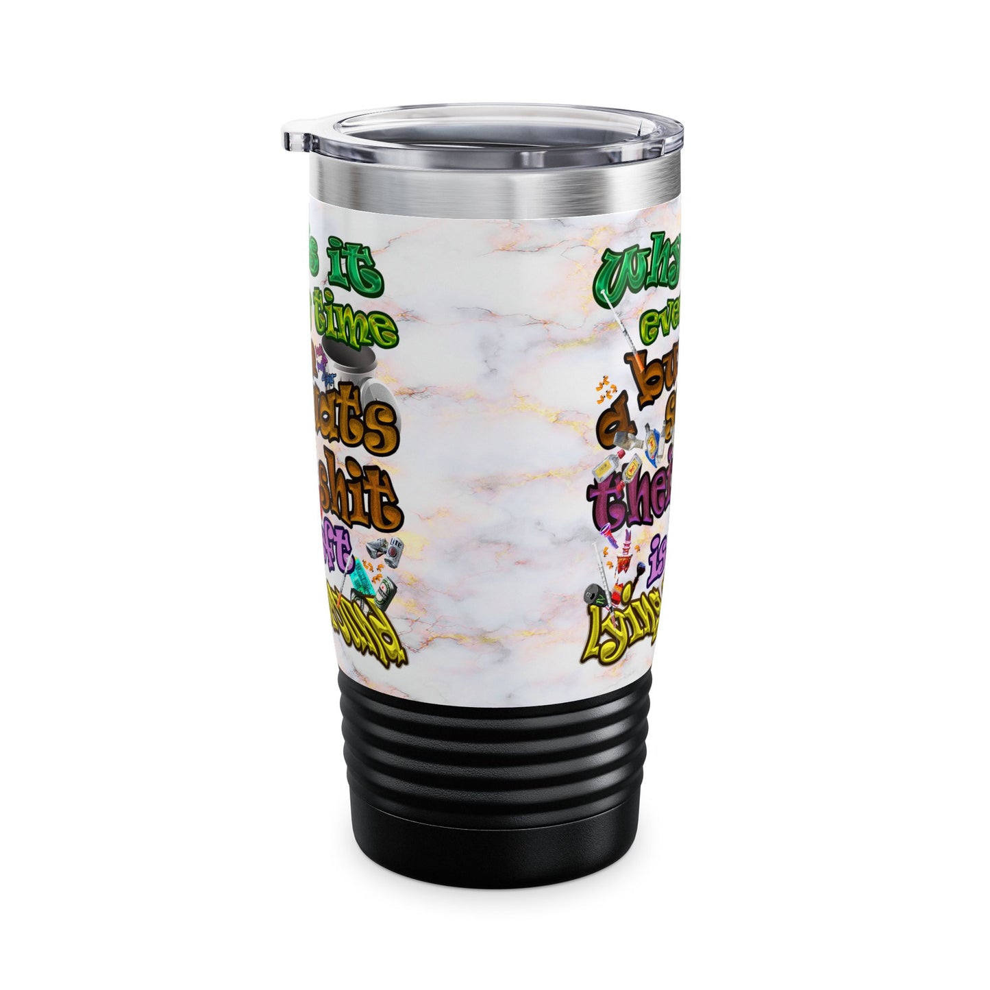 the bum's shit - Ringneck Tumbler, 20oz (white marble)