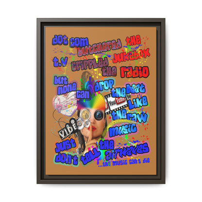 drop the beat - framed canvas art (light brown)