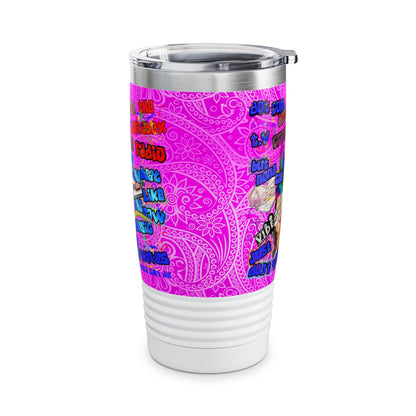 drop the beat - Ringneck Tumbler, 20oz  (pink swirl)