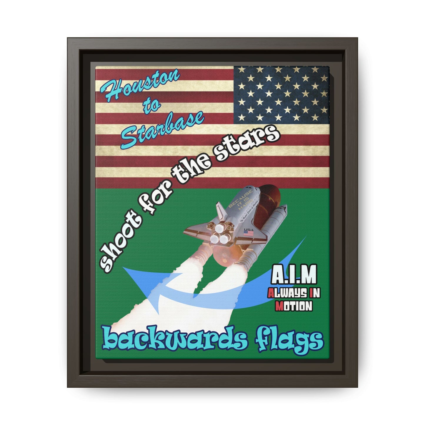 shoot for the stars - framed canvas art (dark green)