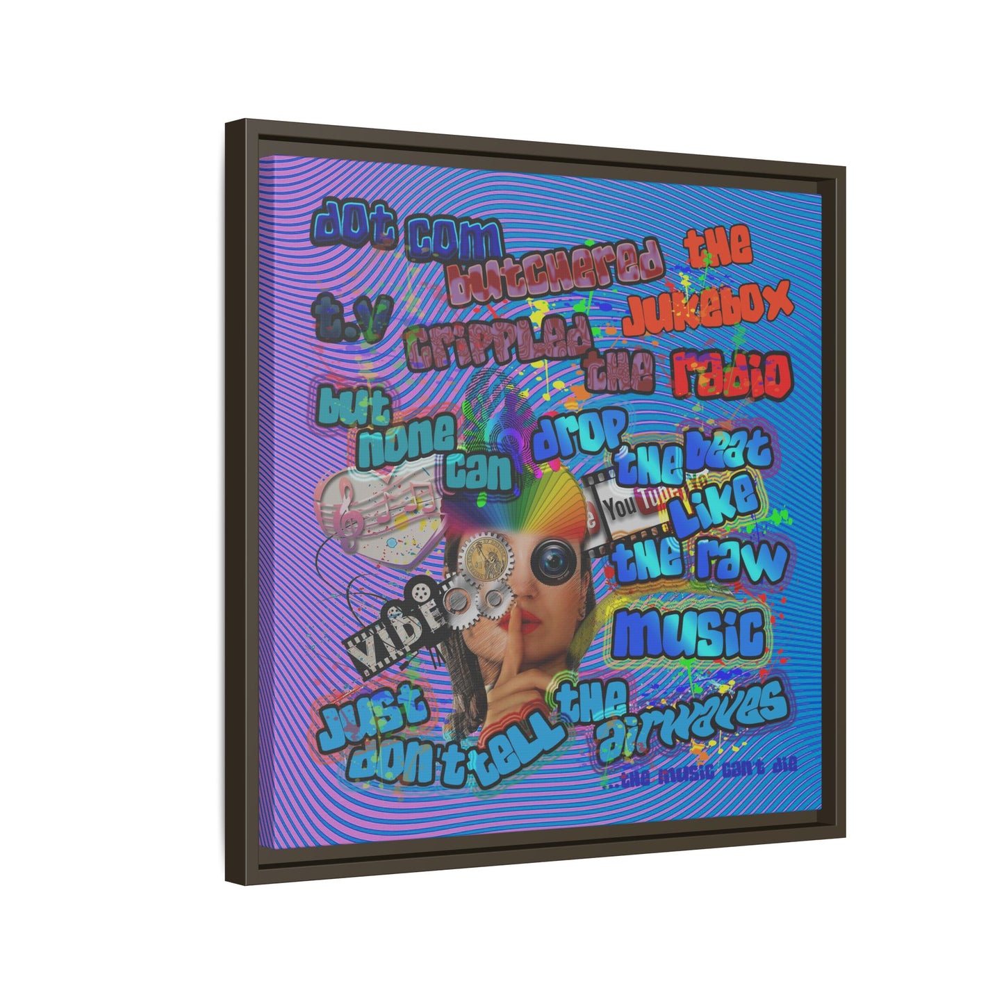 drop the beat - framed canvas art (light blue-purple wave)