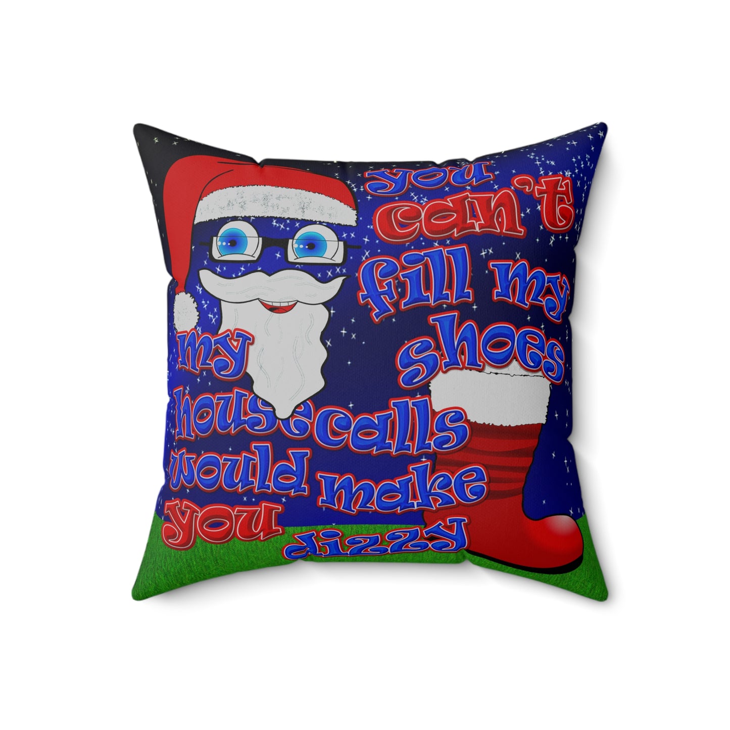 santa's shoes - Spun Polyester Square Pillow - ('snoops' background)