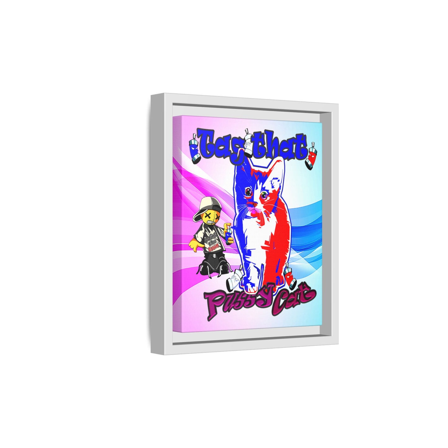 tag that - framed canvas art (light blue-pink wave)