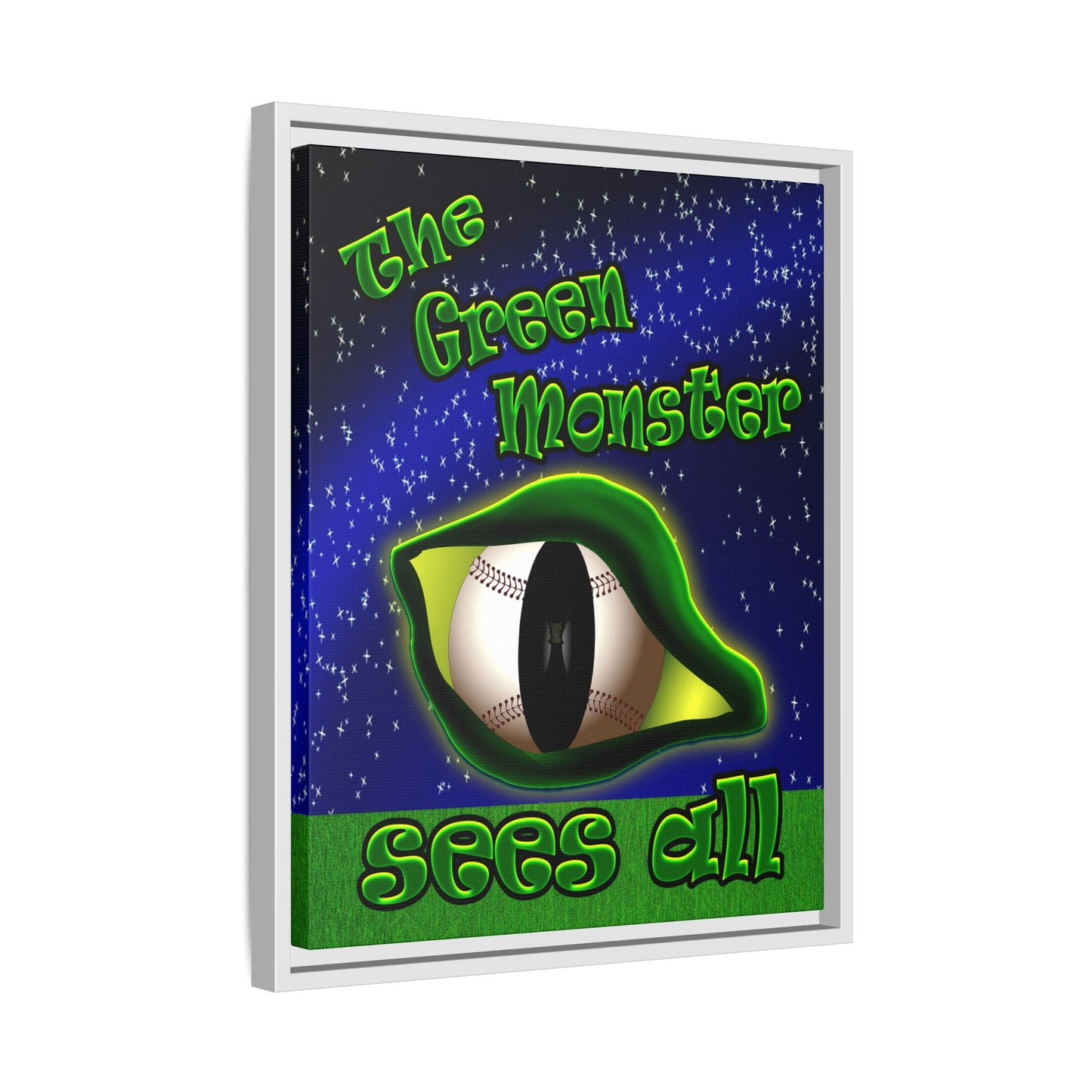 green monster - framed canvas art ('snoops' background)