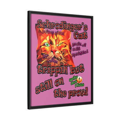 schrodinger's cat - framed canvas art (light pink)