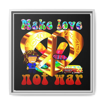 love peace - framed canvas art (black)