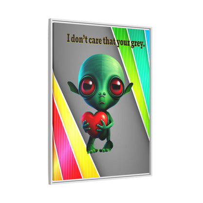 I don't care that your grey - framed canvas art (rainbow split)