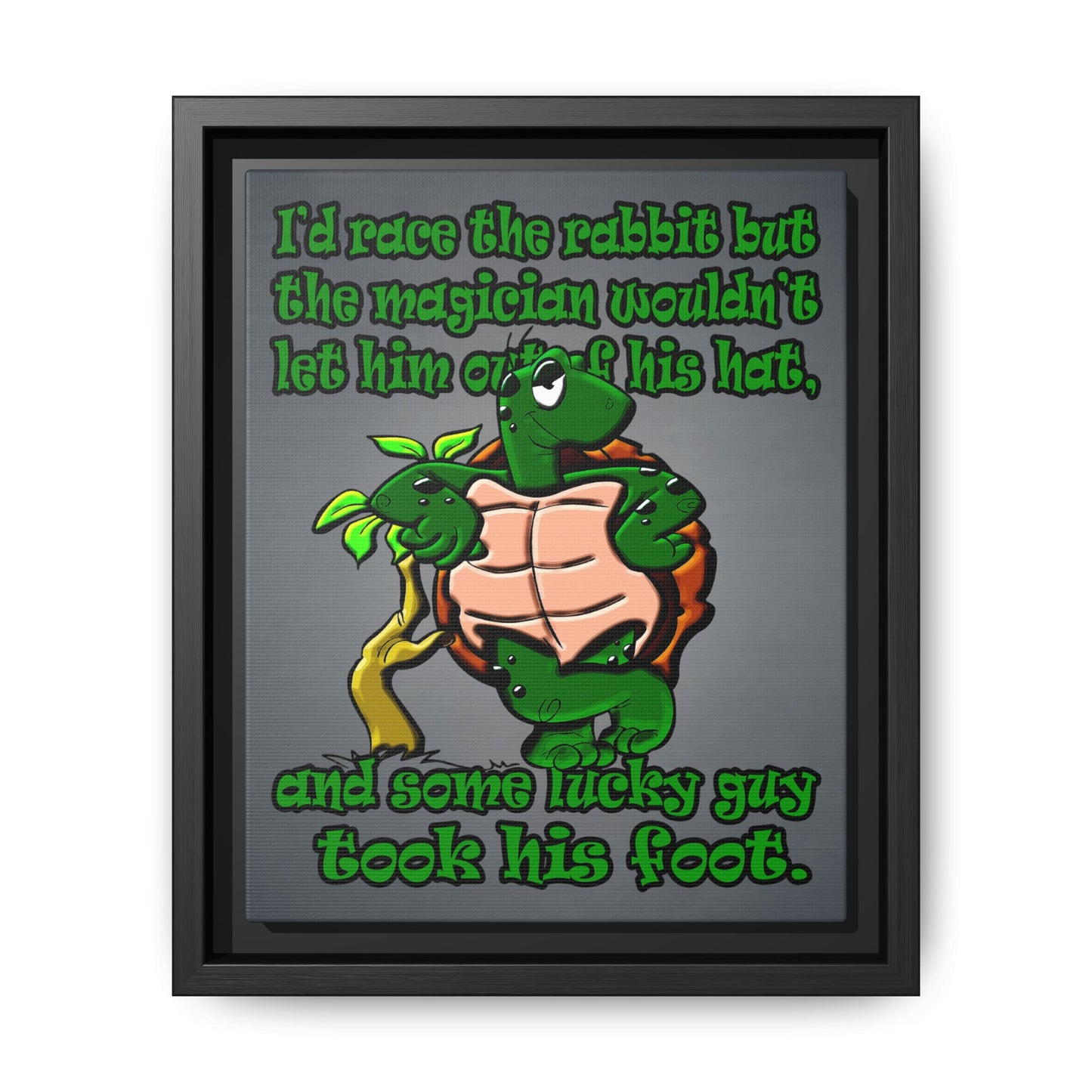 turtle race - framed canvas art (grey-light grey)