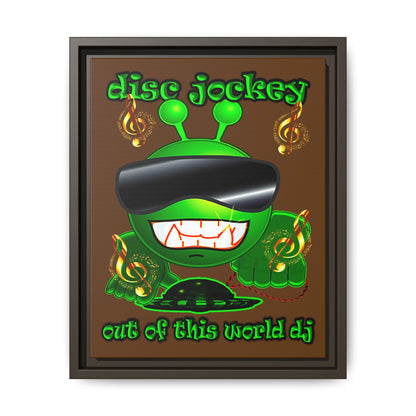 disc jockey - framed canvas art (brown)