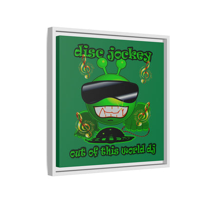 disc jockey - framed canvas art (dark green)