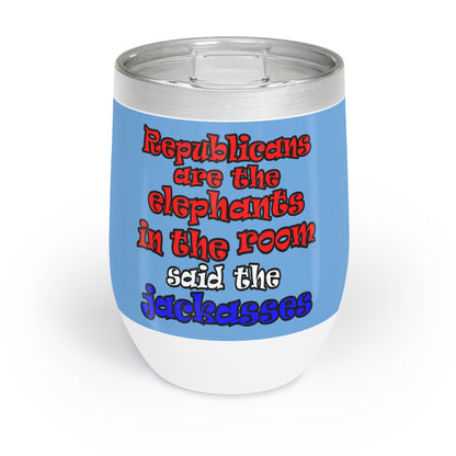 donkeys and elephants - Chill Wine Tumbler (light blue)