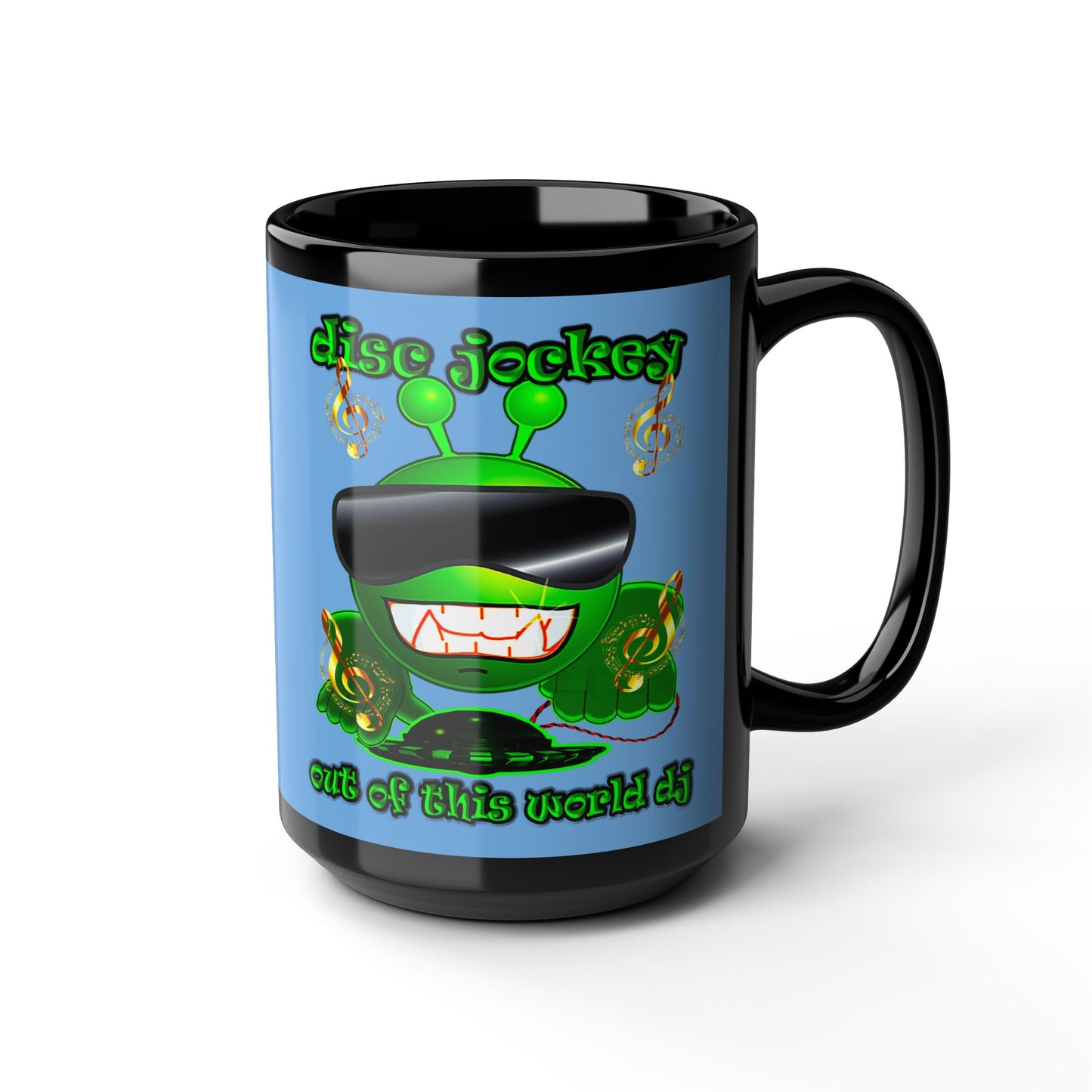 disc jockey - Black Mug (light blue)