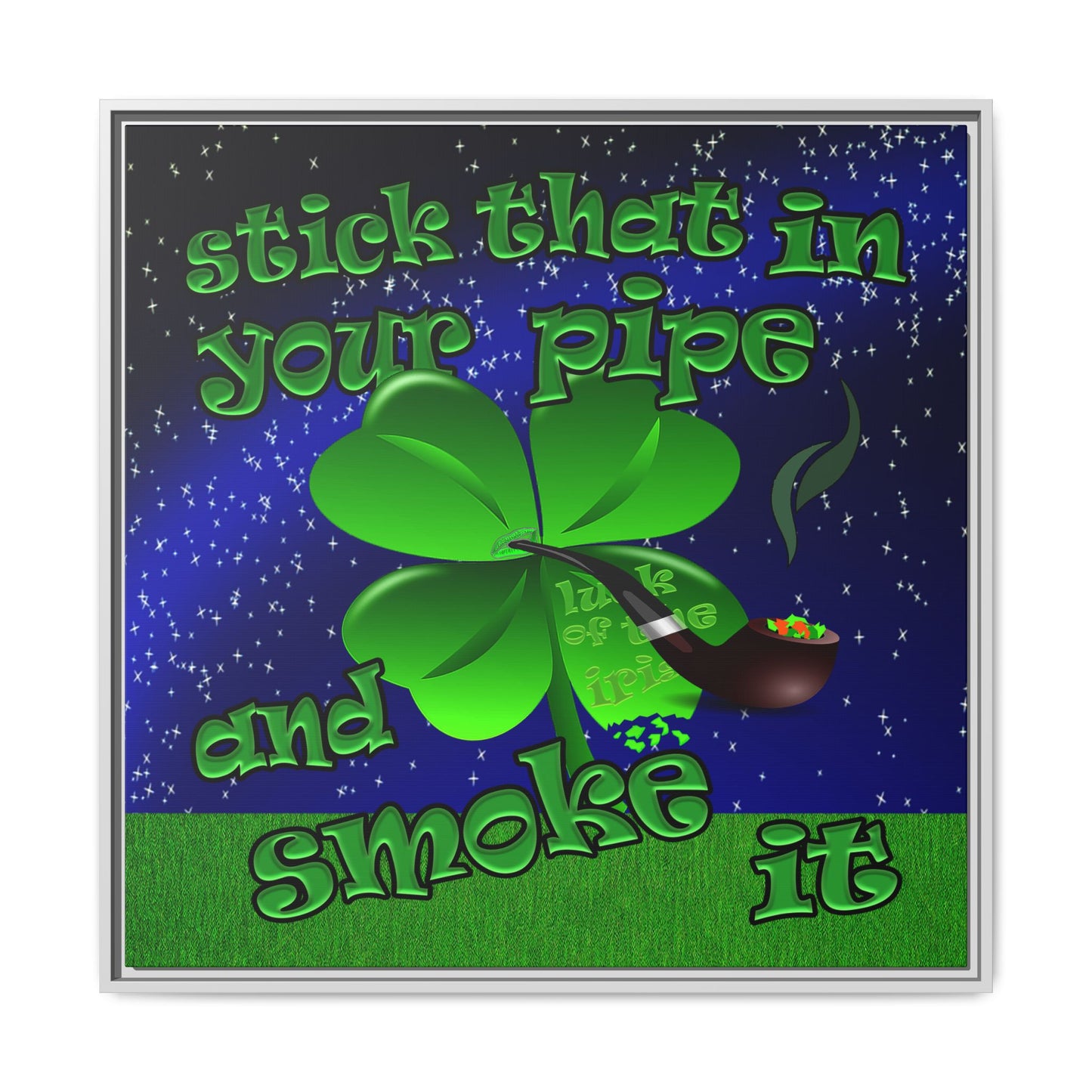 stick that in your pipe and smoke it - framed canvas art ('snoops' background)