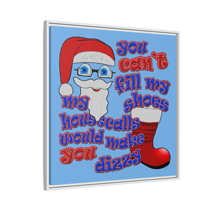santa's shoes - framed canvas art (light blue)