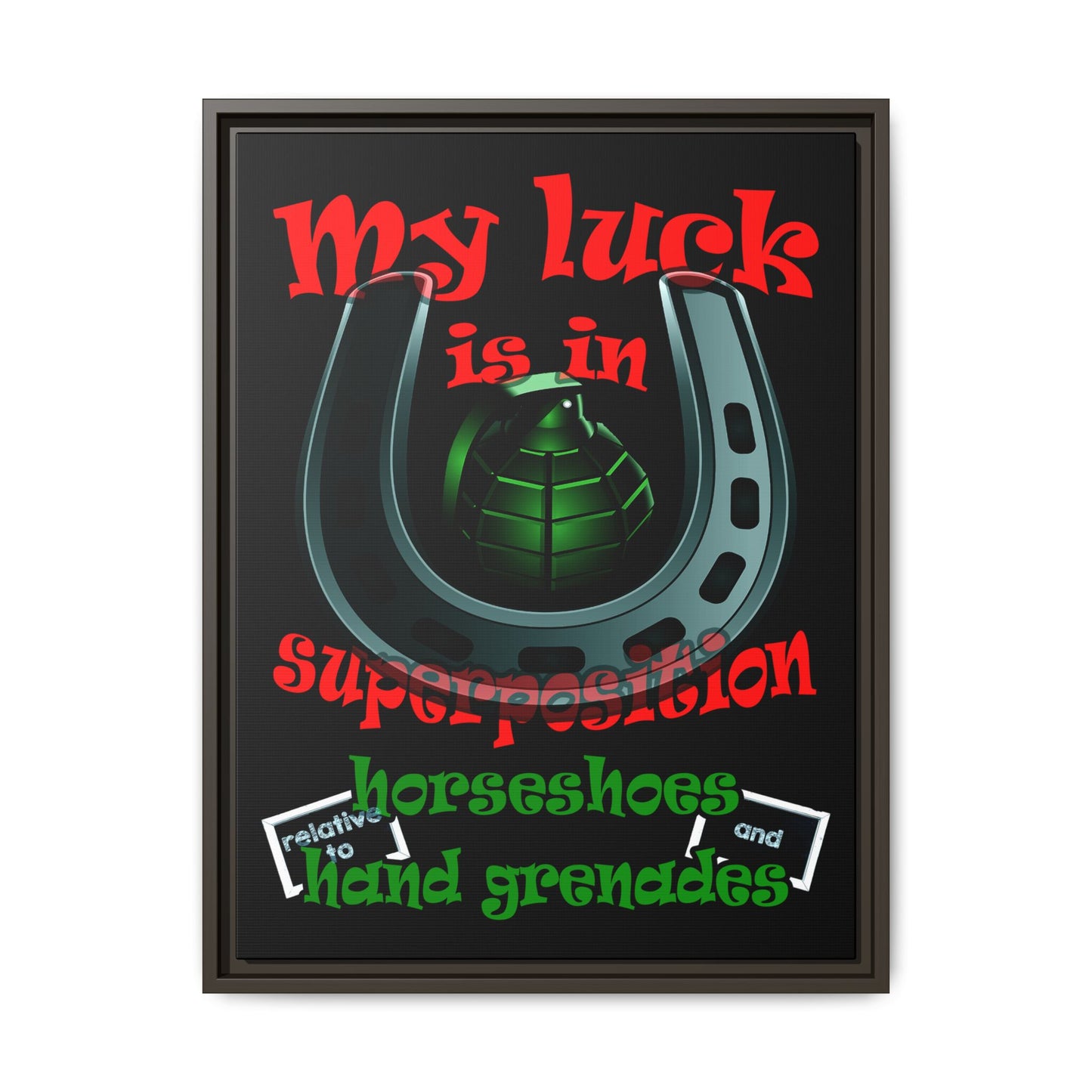 my luck - framed canvas art (black)