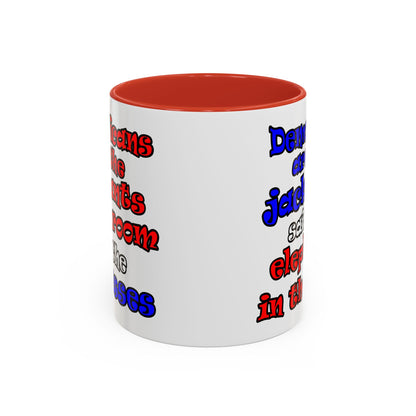 donkeys and elephants - Accent Mug (white)