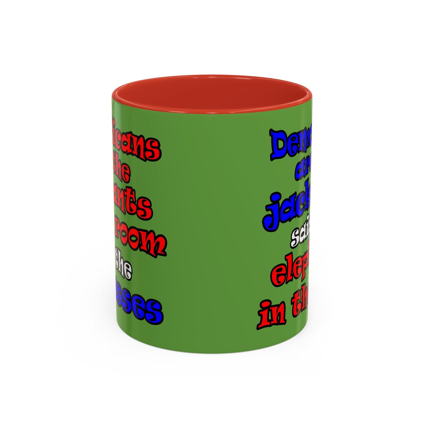donkeys and elephants - Accent Mug (green)