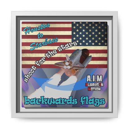 shoot for the stars - framed canvas art (grey-pink wave)