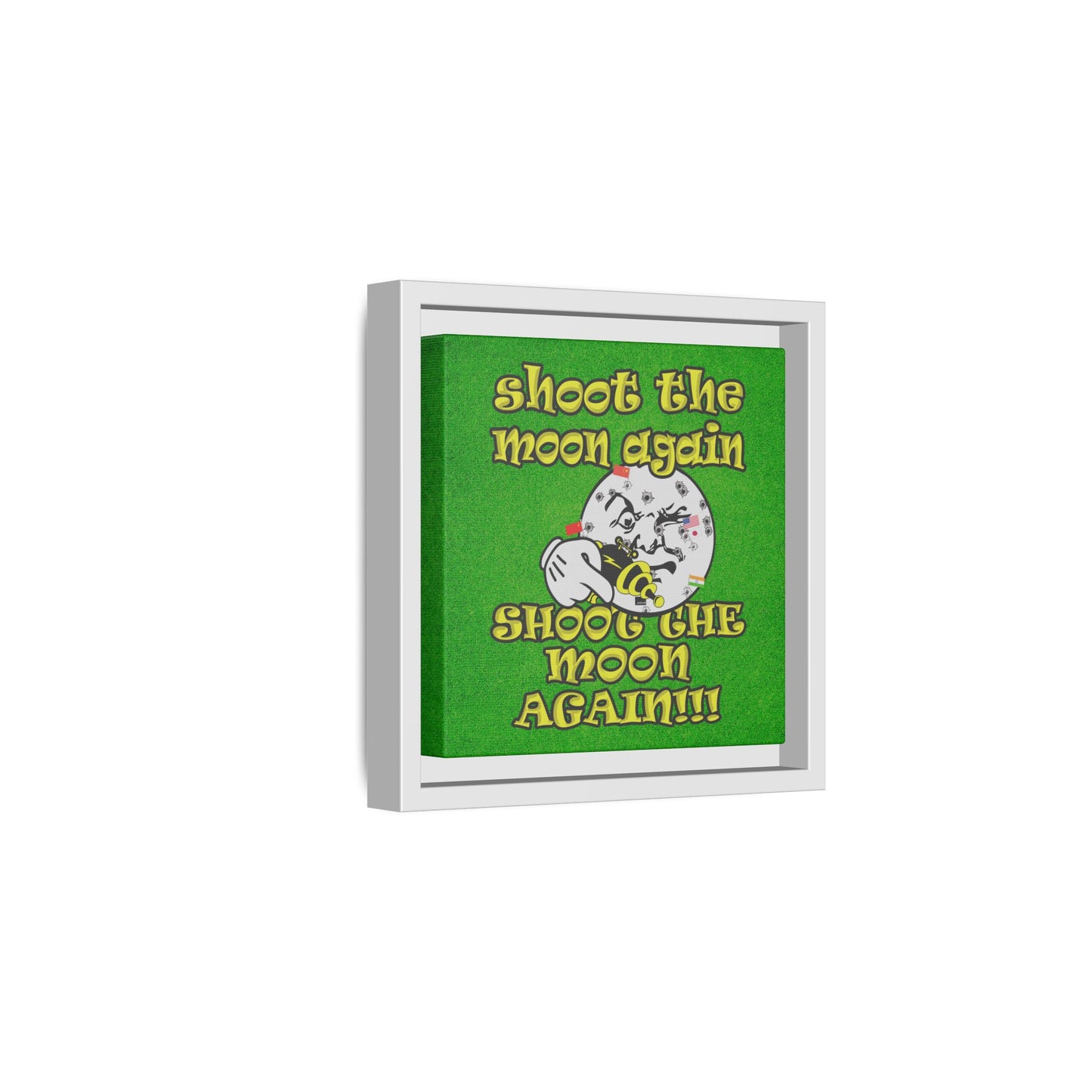 shoot the moon again - framed canvas art (green turf)