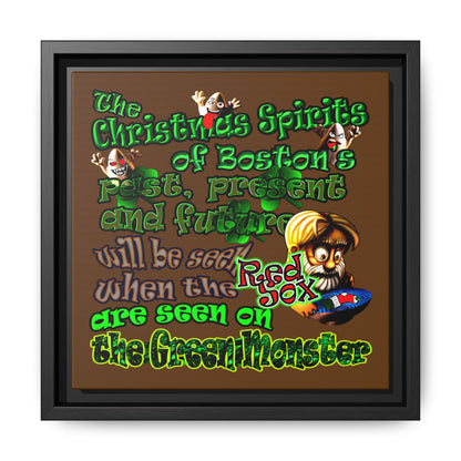christmas spirits of boston - framed canvas art (brown)