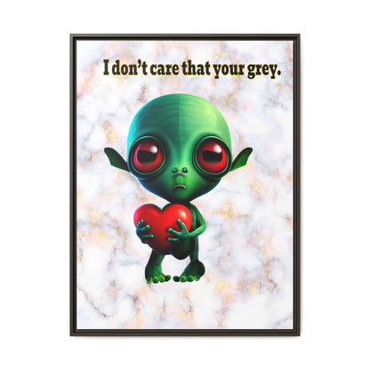 I don't care that your grey - framed canvas art (white marble)