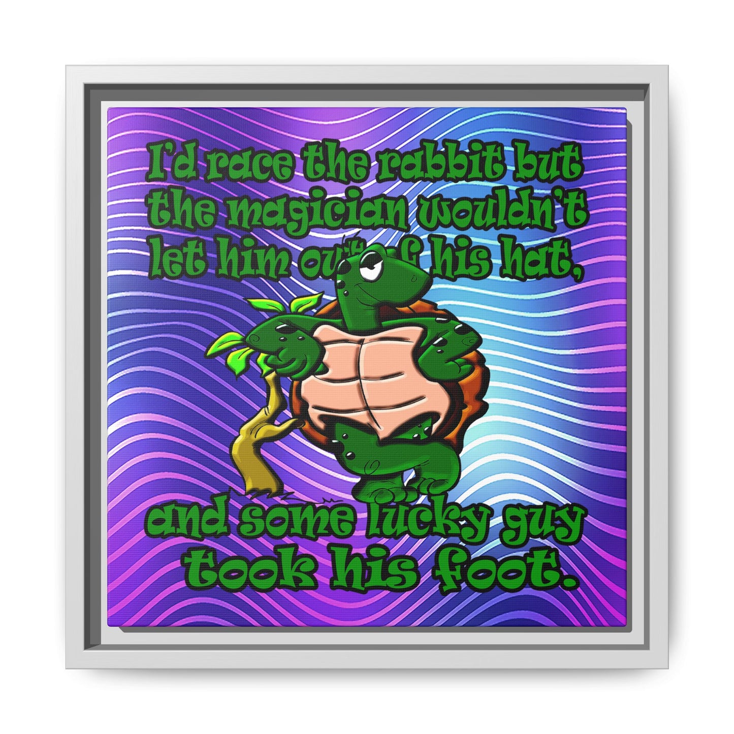 turtle race - framed canvas art (purple wave)