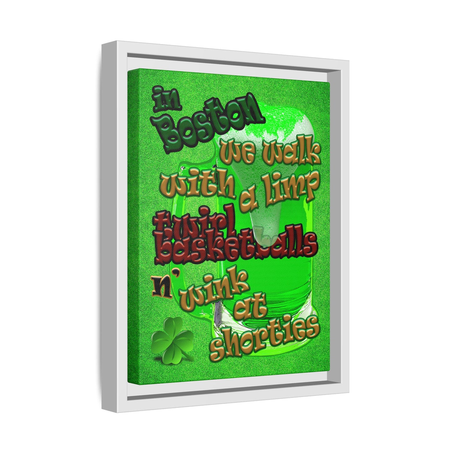 celtics logo - framed canvas art (green turf)