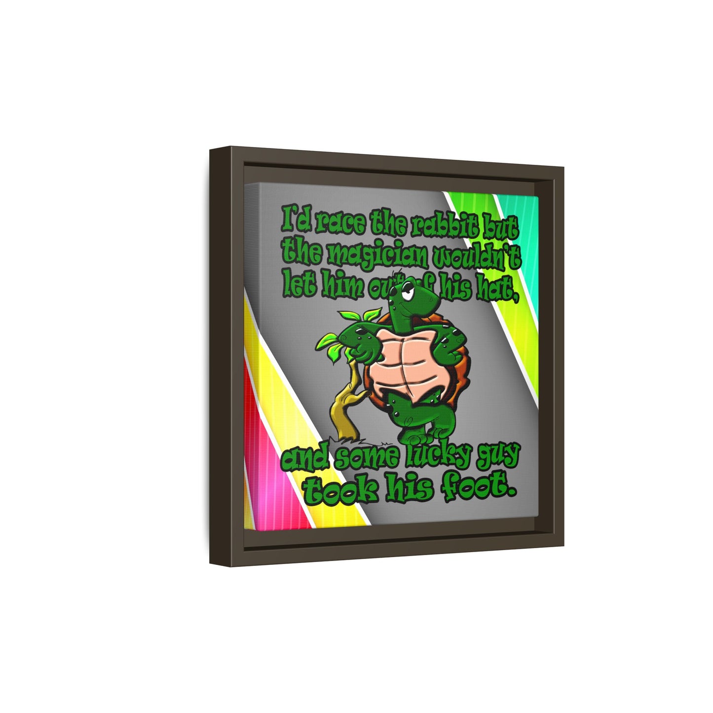 turtle race - framed canvas art (rainbow split)