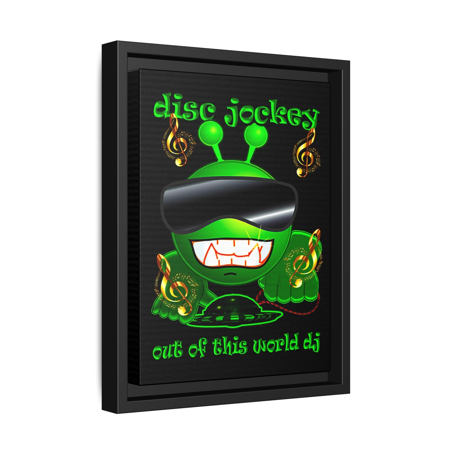 disc jockey - framed canvas art (black)