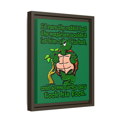 turtle race - framed canvas art (dark green)