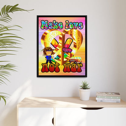 love peace - framed canvas art (color blur)