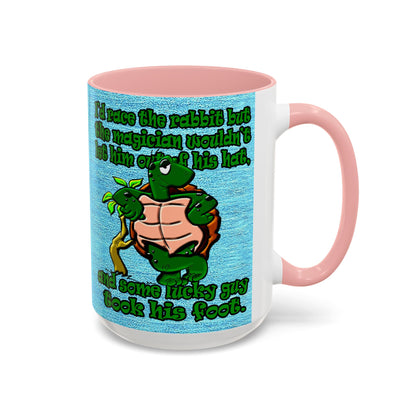turtle race - Accent Mug (faded dark blue)