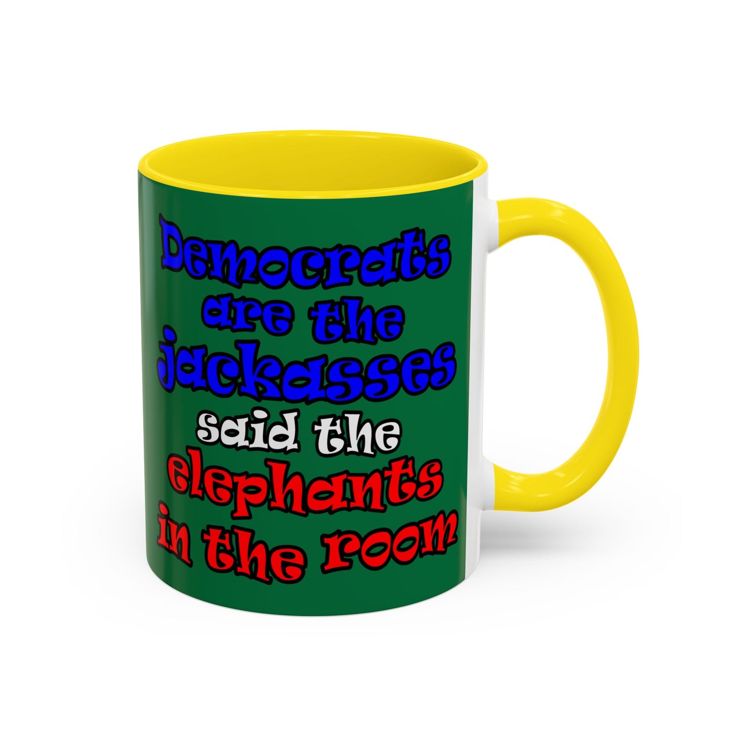 donkeys and elephants - Accent Mug (dark green)