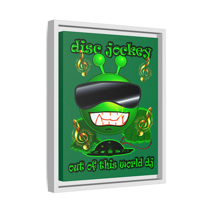 disc jockey - framed canvas art (dark green)
