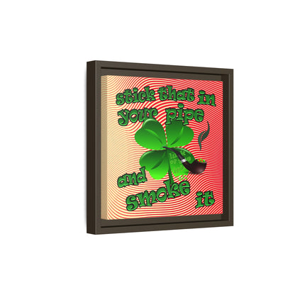 stick that in your pipe and smoke it - framed canvas art (yellow-orange wave)